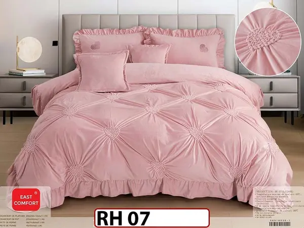 Lenjerie din catifea Brodata 6 piese cu Inimioare - RH07