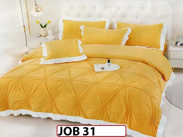 Lenjerie din catifea Brodata Cu Cearceaf Elastic 4 piese - JOB31
