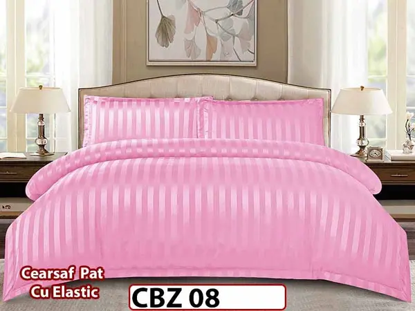 Lenjerie din damasc finet cu 4 piese, cearceaf cu elastic - CBZ 08