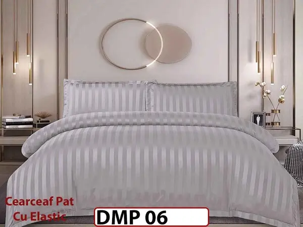 Lenjerie din damasc finet cu 4 piese, cearceaf cu elastic - DMP 06