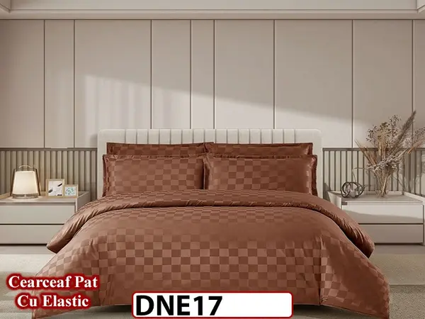 Lenjerie din damasc finet cu 4 piese, cearceaf cu elastic - DNE 17