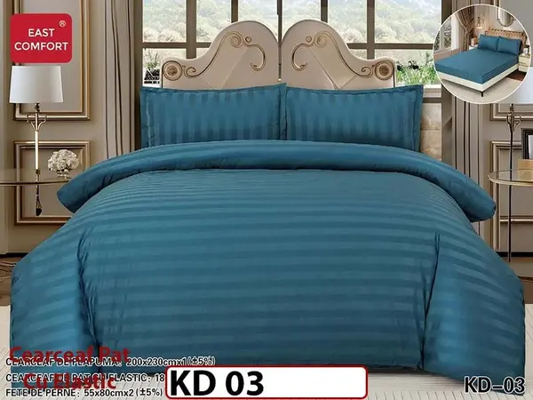 Lenjerie din damasc finet cu 4 piese, cearceaf cu elastic - KD 03