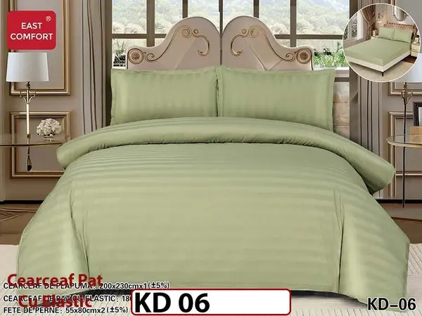 Lenjerie din damasc finet cu 4 piese, cearceaf cu elastic - KD 06