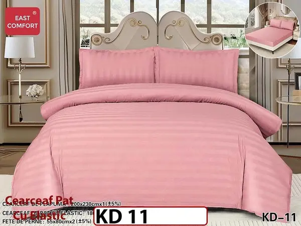 Lenjerie din damasc finet cu 4 piese, cearceaf cu elastic - KD 11