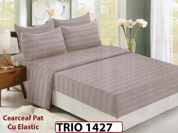 Lenjerie din damasc finetat 6 piese cearceaf cu elastic - TRIO1427