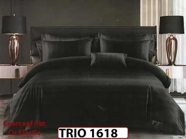 Lenjerie din damasc finetat 6 piese cearceaf cu elastic - TRIO1618