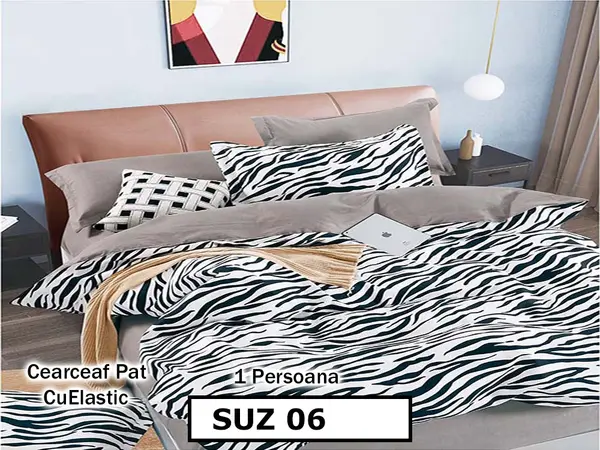 Lenjerie din finet 4 piese 1 Persoana Cearceaf cu Elastec - SUZ 06
