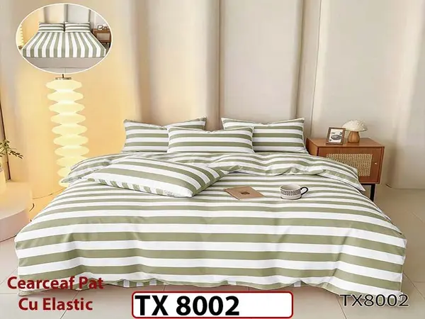 Lenjerie din finet 4 piese 1 Persoana Cearceaf cu Elastec - TX 8002