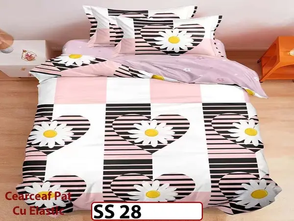 Lenjerie din finet 4 piese 1 Persoana Cearceaf cu Elastic - SS 28
