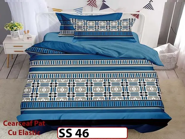 Lenjerie din finet 4 piese 1 Persoana Cearceaf cu Elastic - SS 46