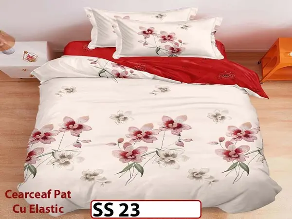 Lenjerie din finet 4 piese 1 Persoana Cearceaf cu Elastic - SS 23