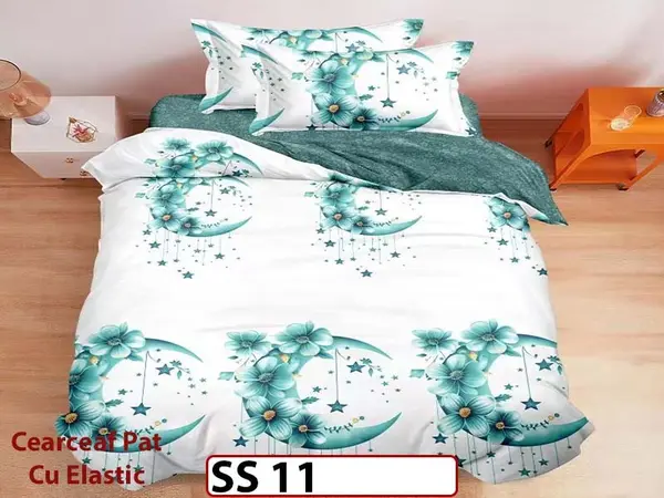 Lenjerie din finet 4 piese 1 Persoana Cearceaf cu Elastic - SS 11