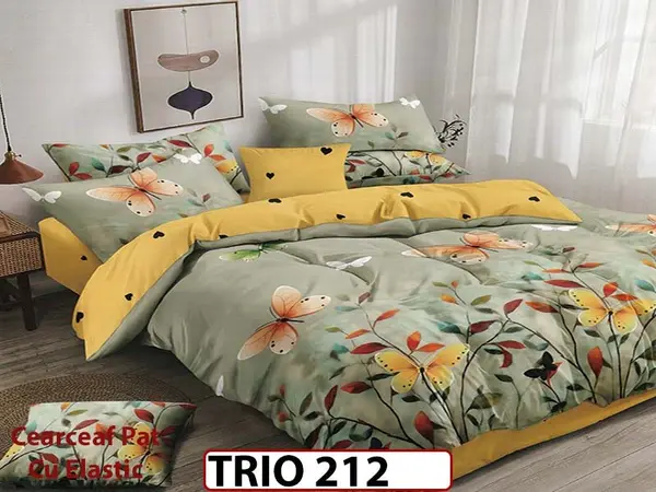 Lenjerie din finet 4 piese cearceaf cu elastic - TRIO212
