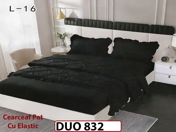 Lenjerie din Finet 4 piese cu pliuri cu Elastic - DUO 832