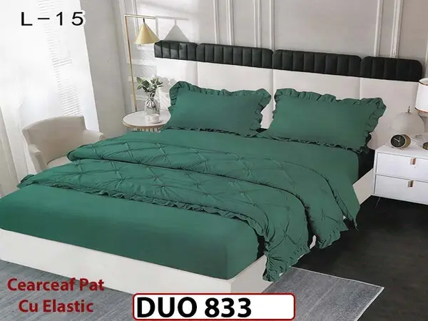 Lenjerie din Finet 4 piese cu pliuri cu Elastic - DUO 833