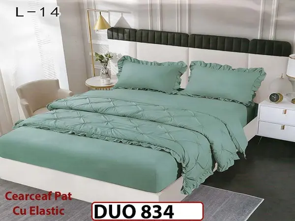 Lenjerie din Finet 4 piese cu pliuri cu Elastic - DUO 834