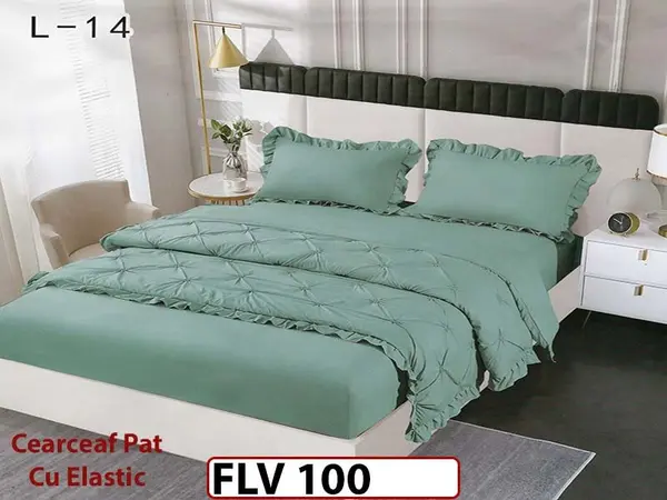 Lenjerie din Finet 4 piese cu pliuri cu Elastic - FLV 100