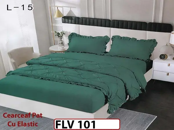 Lenjerie din Finet 4 piese cu pliuri cu Elastic - FLV 101