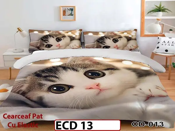 Lenjerie din finet 5D cu 6 piese si cearceaf cu elastic - ECD 13