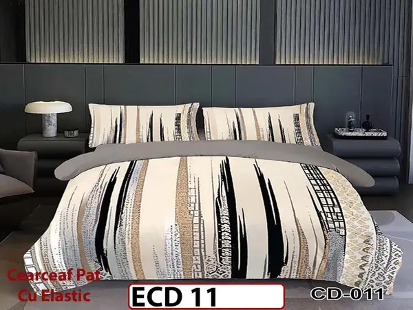 Lenjerie din finet 5D cu 6 piese si cearceaf cu elastic - ECD 11