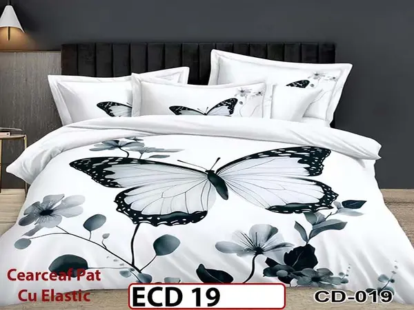 Lenjerie din finet 5D cu 6 piese si cearceaf cu elastic - ECD 19