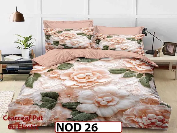 Lenjerie din finet 5D cu 6 piese si cearceaf cu elastic - NOD 26
