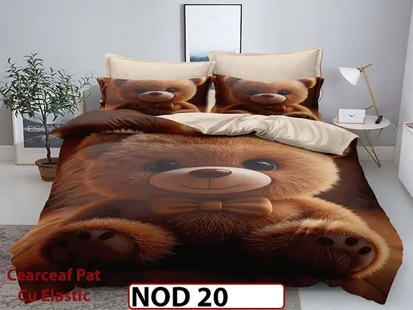 Lenjerie din finet 5D cu 6 piese si cearceaf cu elastic - NOD 20