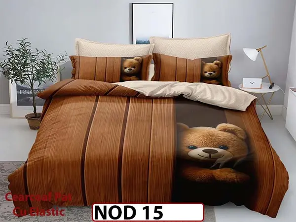Lenjerie din finet 5D cu 6 piese si cearceaf cu elastic - NOD 15