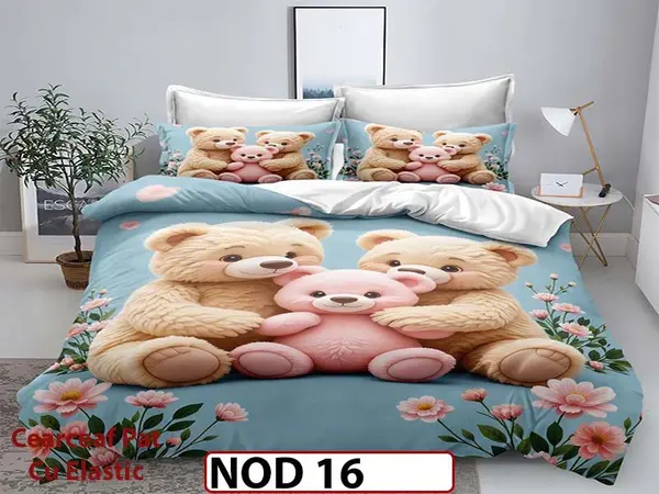 Lenjerie din finet 5D cu 6 piese si cearceaf cu elastic - NOD 16