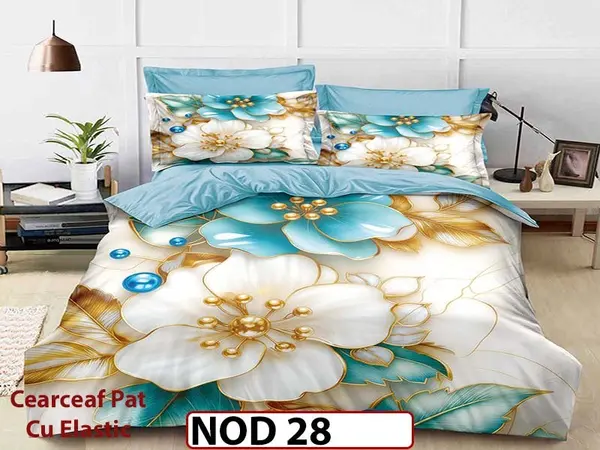 Lenjerie din finet 5D cu 6 piese si cearceaf cu elastic - NOD 28