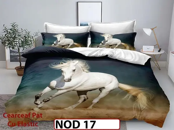 Lenjerie din finet 5D cu 6 piese si cearceaf cu elastic - NOD 17