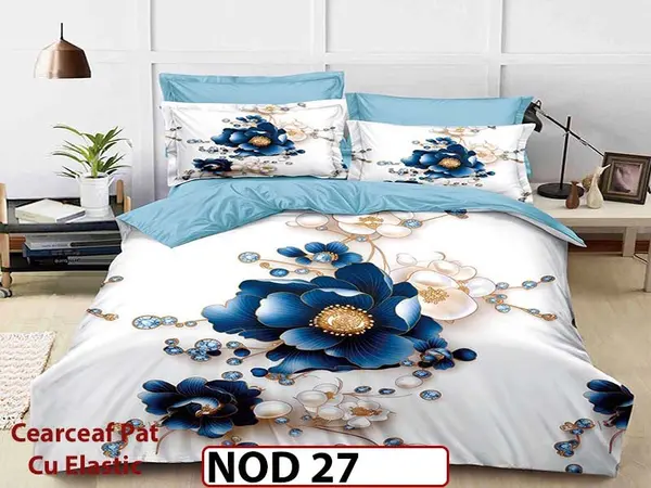 Lenjerie din finet 5D cu 6 piese si cearceaf cu elastic - NOD 27