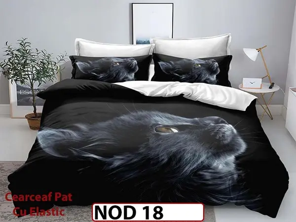 Lenjerie din finet 5D cu 6 piese si cearceaf cu elastic - NOD 18