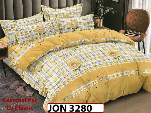 Lenjerie din finet 6 piese cearceaf cu elastic - JON 3280