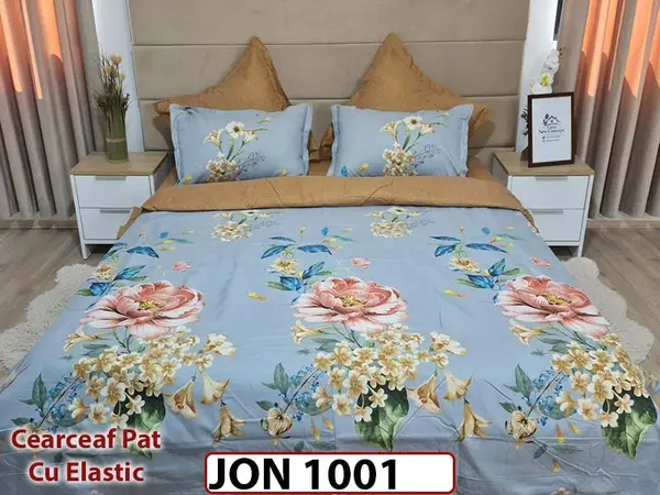 Lenjerie din finet 6 piese cearceaf cu elastic - JON1001