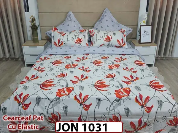 Lenjerie din finet 6 piese cearceaf cu elastic - JON1031