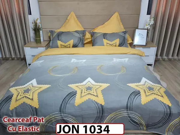 Lenjerie din finet 6 piese cearceaf cu elastic - JON1034