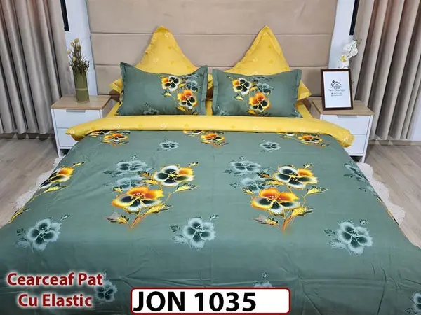 Lenjerie din finet 6 piese cearceaf cu elastic - JON1035