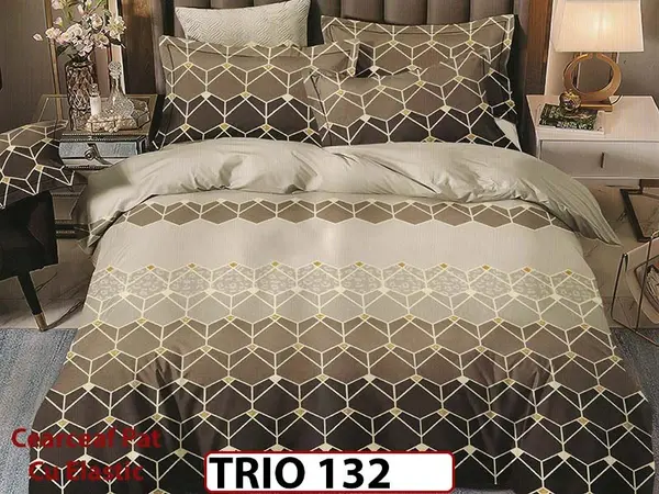 Lenjerie din finet 6 piese cearsaf cu elastic - TRIO 132