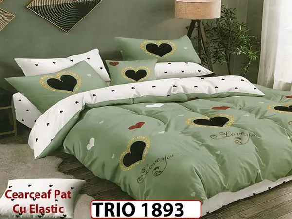 Lenjerie din finet 6 piese cearsaf cu elastic - TRIO1893