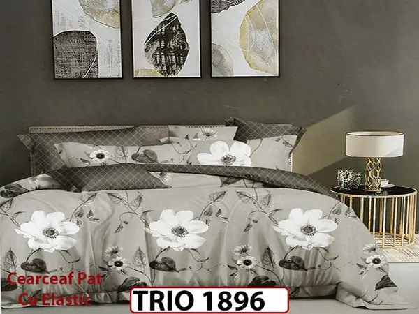Lenjerie din finet 6 piese cearsaf cu elastic - TRIO1896