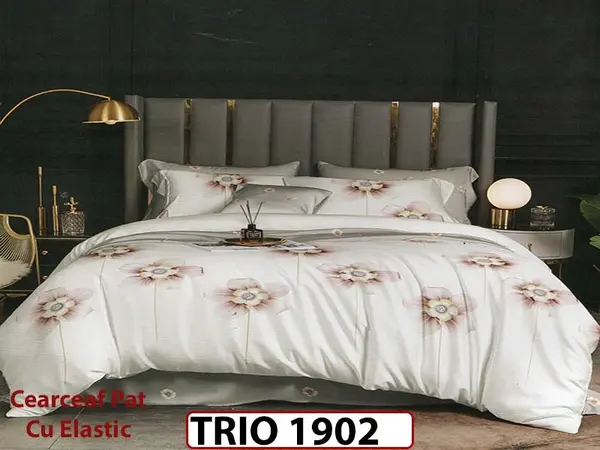 Lenjerie din finet 6 piese cearsaf cu elastic - TRIO1902