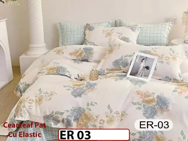 Lenjerie din finet 6 piese cu cearceaf elastic - ER 03
