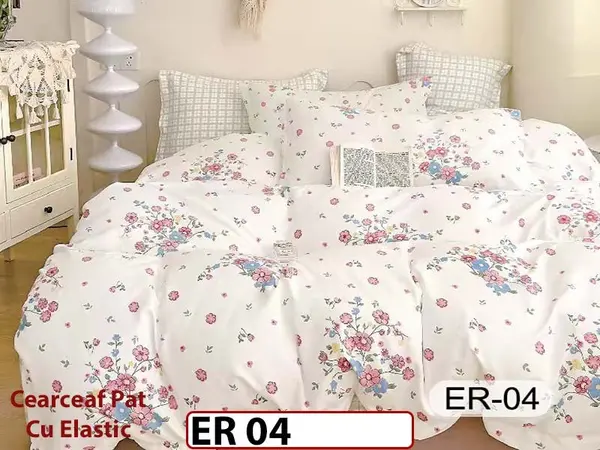 Lenjerie din finet 6 piese cu cearceaf elastic - ER 04