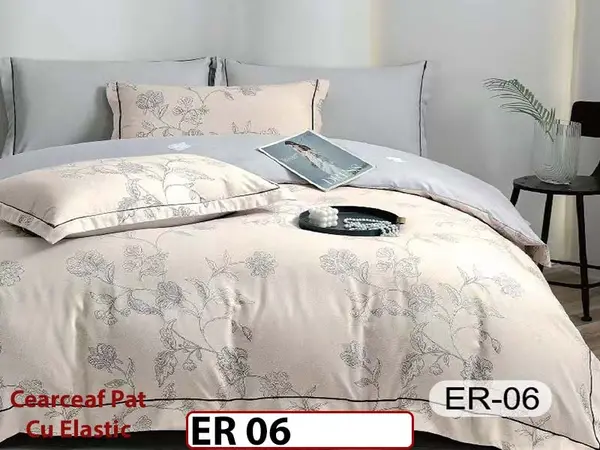 Lenjerie din finet 6 piese cu cearceaf elastic - ER 06