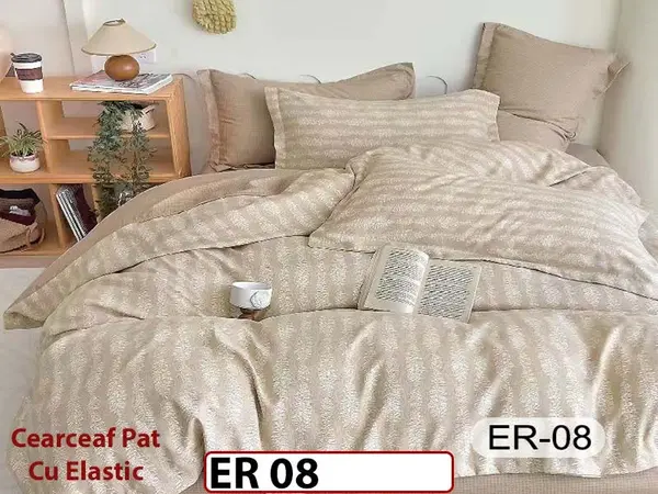 Lenjerie din finet 6 piese cu cearceaf elastic - ER 08