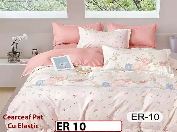Lenjerie din finet 6 piese cu cearceaf elastic - ER 10