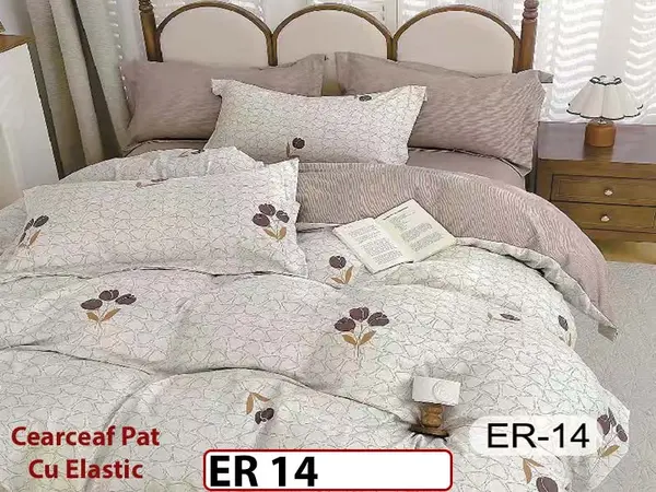 Lenjerie din finet 6 piese cu cearceaf elastic - ER 14