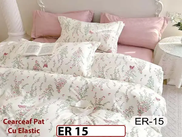 Lenjerie din finet 6 piese cu cearceaf elastic - ER 15