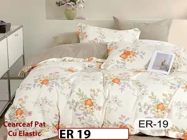 Lenjerie din finet 6 piese cu cearceaf elastic - ER 19